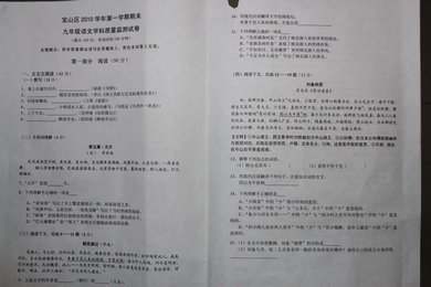 上海市宝山区2010学年第一学期期末九年级语